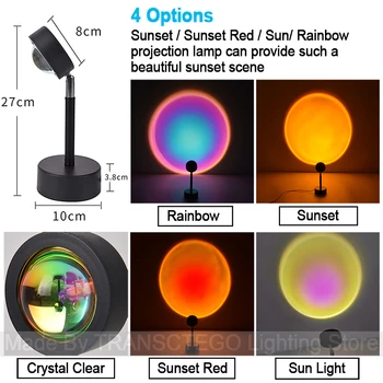 Západ slnka Projekčnej Lampy LED Nočné Osvetlenie, západ Slnka Lampa Spálňa Decor USB Rainbow Projektor Atmosféru pre Domáce Bar Dropshipping