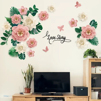 [shijuekongjian] Kvety Samolepky na Stenu DIY Rastliny Stenu pre Obývacia Izba Deti, Spálne, Kuchyne Dom Dekorácie, Doplnky