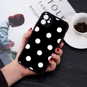 Čierna A Biela Polka Dot Telefón Prípadoch Transparentný Matný pre iPhone 7 8 11 12 s mini pro X XS XR MAX Plus kryt funda