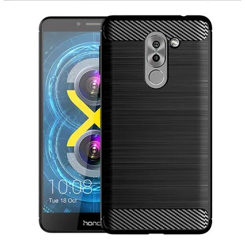Šok Absorpcie Kryt Mäkké TPU Proti Poškriabaniu Uhlíkových Vlákien Späť Originálne puzdro pre Huawei Honor 6X Kryt Prípadoch