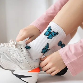 1 Pár Nových Ženy Motýľ Ponožky Mäkké Pohodlné Teplé Dievča Módneho Ponožky Streetwear Harajuku Posádky Ženy Ponožky Veľkosť 35-40 Ponožky