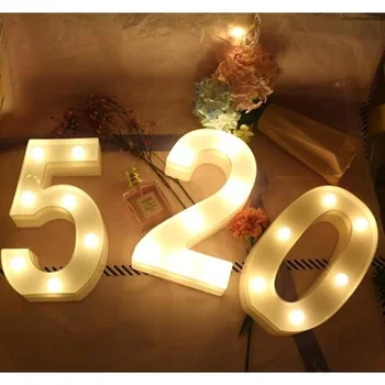 16 CM Počet LED Nočné Svetlo Teplé Abecedy Písmeno Culb Stenu, Dekorácie, Party, Svadby, Narodeniny dieťa sprcha Valentína Dekor