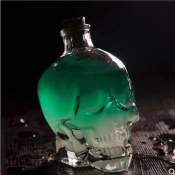 1pcs Klasické Sklo Lebky Fľašu Kreatívny Crystal Skull Vodka Fľaša Vína 180ML/350 ML Osobné Halloween Hip Baniek