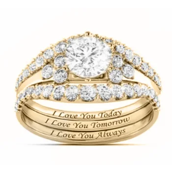 2020 Nový Štýl Prsteň Jednoduché Klasické Diamantový Prsteň nastavovací Krúžok Medi Á Golden Rose Tri Farby Žien Krúžok