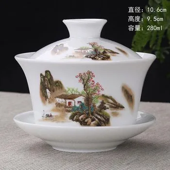 2020 Ručne Maľované Jade Porcelánu Atrament bambusu Keramické Gaiwan Čínsky teaset Teaware Tureen Sancai Šálku Čaju Pu ' er Kanvica