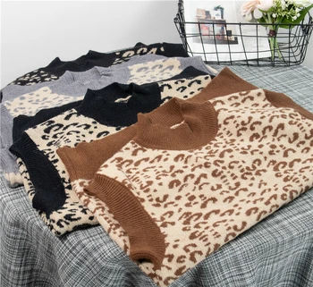 2021 Nové Jarné Zimné Ženy Svetre Pulóver Leopard bez Rukávov kórejský Štýl Pletené Vintage Wild Vesty #1240 Oblečenie pre Ženy