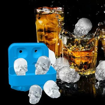 3D Formy Ľadu 4holes 3D Kostra Hlavy Formy Ľadu, Zásobník Silikónové potravinársky Ice Cube Formy Zásobník pre Whisky Koktail Piť Strany Bar