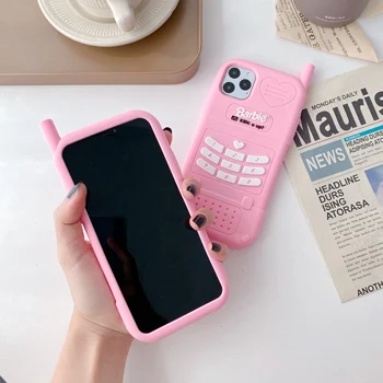 3D Mäkké Silikónové Mobile mobilný Telefón puzdro pre iPhone 12 11 Pro max X XR XS Max 8 7 6 Plus 12 Mini Kryt Telefónu Proti Klepaniu ružová shel
