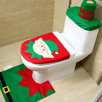 3KS Vianočné Wc Sedadlo & Kryt Santa Claus Kúpeľňa Mat Vianoce Decor Kúpeľňa Santa Kryt Sedadla Wc Koberec Domáce Dekorácie 2021