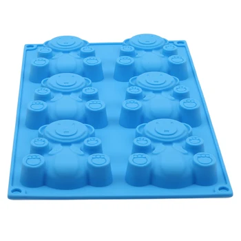 6 Otvorov 3D Krásne Bear Forme Tortu Formy Silikónové Formy na Pečenie Nástroje Kuchyňa Fondant Tortu Formy Modrá Farba Pečenia Dodávky