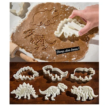 6pcs Dinosaura Fosílnych súbory Cookie Cutter Biscuit Razba Foriem, 3D Biscuit Cukru Plavidlá Dezert Pečenie Formy Fondant Cake Decoration