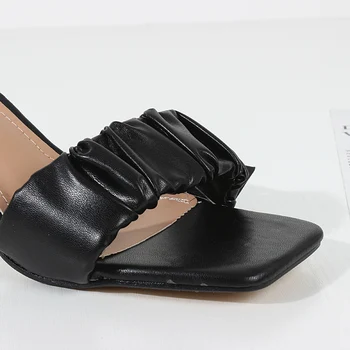 7,5 cm Kryštál Podivné Päty Lete 2021 dámske Sandále Pošmyknúť Na Open-toe Gladitor Topánky Listov Vonkajšie Kryté Luxusné Vysokým Podpätkom