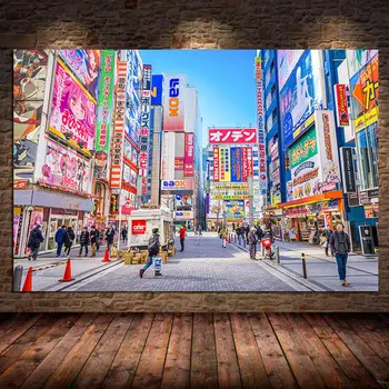 Akihabara Panorámu Krajiny Plátno Tlač Japonsko Ulici Plagáty a Tlačí na Steny Umenie Fotografie pre Obývacia Izba Dekor bez rámu