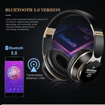 Bezdrôtové Slúchadlá 3D Stereo Bluetooth Headset Skladacia Herné Slúchadlá S Mikrofónom Suppor TF Karty Redukcia Šumu Slúchadlá