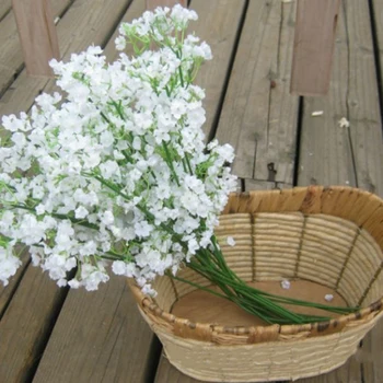 Biele Umelé Kvety Deti Dych Falošné Gypsophila DIY Kvetinový Kytice váza Usporiadanie Svadobné Dekorácie Domova