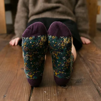 Harajuku Retro Vintage Ženy Ponožky Kvetinový Tlač Kórejský Japonský Štýl Kawaii Roztomilé Ponožky Jarné Módne Zimné Bavlna Dlhé Ponožky