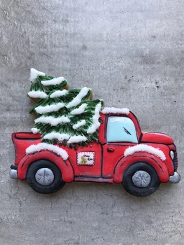 KENIAO Stromu Auto Cookie Cutter Pre Vianočný Večierok - 9.1 x 12.4 CM - Sušienky Fondant Chlieb Cutter - Nerezová Oceľ