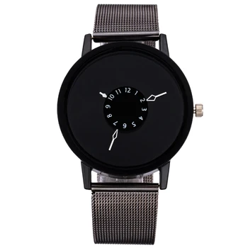 Kreatívny Dizajn Quartz Hodinky Mužov Top Značky Black White Black Jednoduché Nerezové Náramkové hodinky Bežné Unisex Hodiny relogio reloj