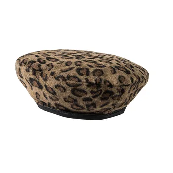 Leopard Baret Žena Jeseň Zimné Čiapky pre Ženy Vintage Maliar Ploché Spp Boina Feminina Módne Kože Okraj Čiapočku