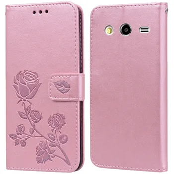 Luxusné Kožené Flip Book obal pre Samsung Galaxy II Core 2 G355 G355H G3559 Ruže Kvet Peňaženku Stáť Prípade Kryt Telefónu Taška