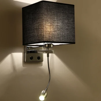 Nordic LED Nástenné Svietidlo Moderného Spálňa Posteli Sconce svetlo S vypínačom USB Rozhranie Hotel Handričkou Nástenné Svietidlá Vnútorné Dekor Svietidlo