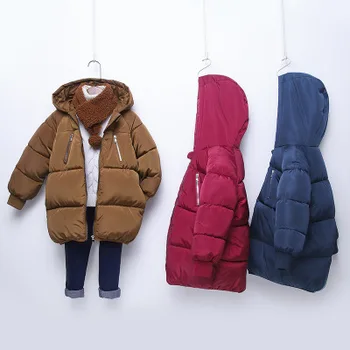 Nové 2-7-rok-starý nadol bunda v dlhej časti chlapcov a dievčatá hrubé teplé bavlnená bunda detské oblečenie baby detská kabát