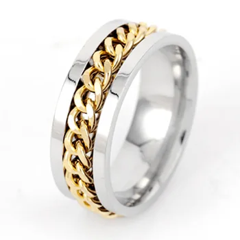 Nové Cool Nehrdzavejúcej Ocele Otočná Pár Krúžok Vysokej Kvality Spinner Reťazca Rotable Prstene pre Ženy, Muža, Punk Šperky Strany Darček