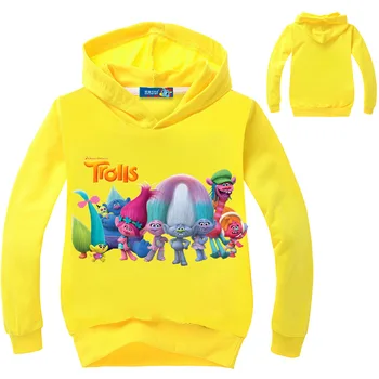 Nový detí bunda multicolor detský sveter trollov karikatúra tlače s kapucňou sveter oblečenie pre chlapcov a dievčatá, mikiny