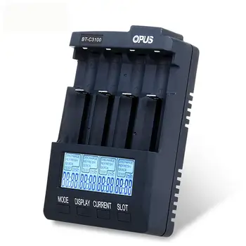 Opus BT-C3100 V2.2 Digitálne Inteligentný 4 Sloty LCD Nabíjačka Pre Lítium-Ion/Ni-MH/NiCd batérie typu AA/AAA 18650 10440 Batérie