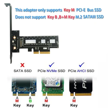 PCI Express 3.0 X4 M. 2 NVMe AHCI SSD M Kľúč Konektor Plnú Rýchlosť PCI E Stúpačky Kartu Adaptér Podporuje 2242 2260 2280 Veľkosť M2 SSD