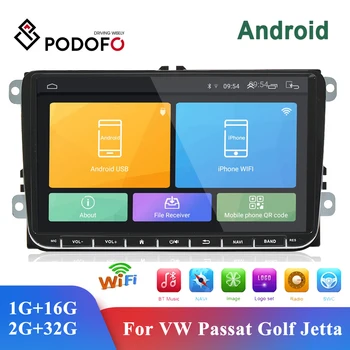 Podofo 2Din Auto Multimediálny Prehrávač HD 9 Android Rádio FM Stereo Prijímač GPS Pre VW/Volkswagen/Golf/Polo/Tiguan/Passat/Škoda