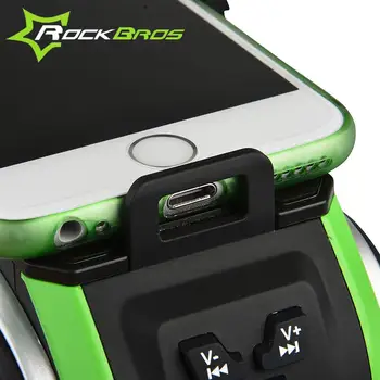 ROCKBROS Nepremokavé Cyklistické Držiaka Telefónu Bluetooth Audio Prehrávač MP3 Reproduktor 4400mAh Power Bank +Cyklistický Krúžok Bell + Svetlo na Bicykel