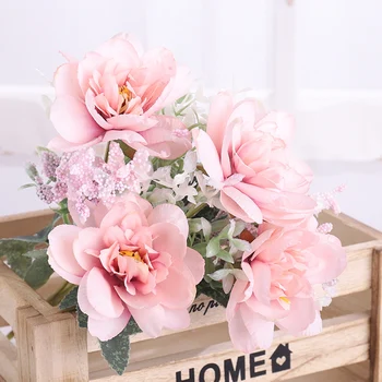 Ružová Hodváb Umelé Orchidea, Kvety Kvalitné Luxusné Kytice pre Domáce Svadobné Obývacia Izba Dekorácie Falošné Kvety Usporiadanie