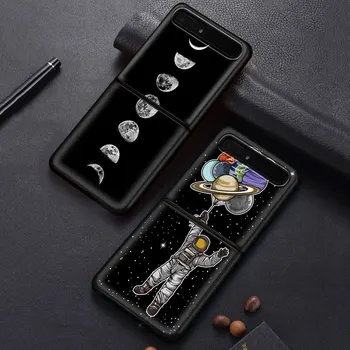 Telefón puzdro Pre Samsung Z Flip 5G TPU Kryt Silikónové Čierne Softshell Priestor Mesiac