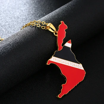 VEĽKÝ PRÍVESOK Trinidad a Tobago Mapa/Vlajky Náhrdelníky Pre Ženy/Mužov Zlatá Farba Trinidad Krajiny Šperky Darček Bijoux Femme šperky