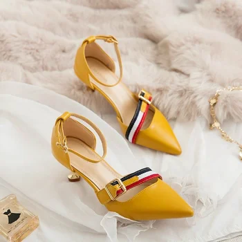 Verzia fashion poukázal plytké úst pracky vysoké podpätky sexy slovo s sandále jemné s odbornou OL dámske topánky