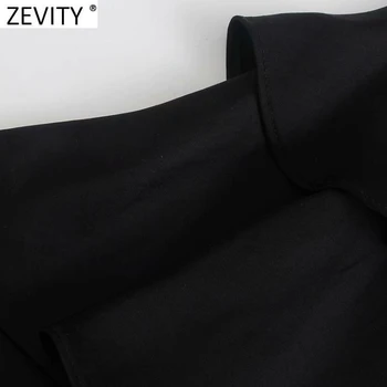 Zevity 2021 Ženy Sexy Pearl Lištovanie Kaskádové Prehrabať Black Ženská Blúzka bez Rukávov s uväzovaním za Tričko Chic Lete Blusas Topy LS9389