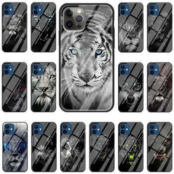 Zvierat Lev, Vlk, Tiger Módne Telefón puzdro Pre iPhone 11 Pro MAX Kryt Pre iPhone 12 Pro Max XR X XS 7 8 Plus SE 2020 Sklo Shell